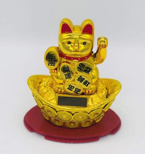 Gato chino de la suerte, funciona con energía solar, para  coleccionistasFiguras Decorativas